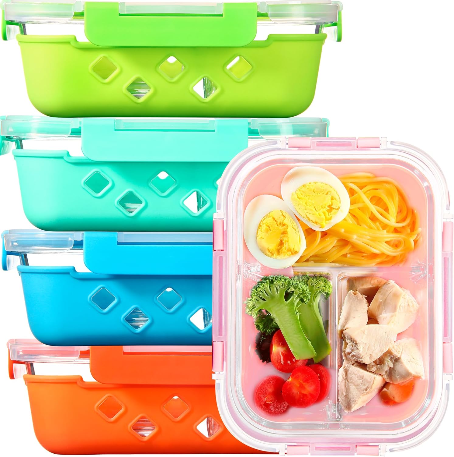 5 Pack Glass Meal Prep Containers for Easy Portion Control