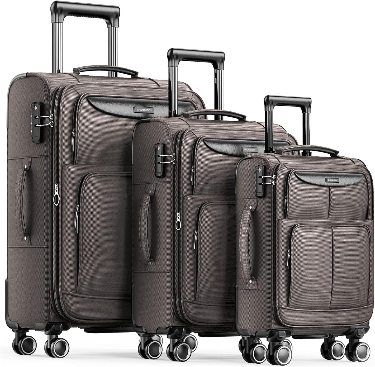 SHOWKOO Luggage Sets: Durable Softside Expandable Suitcase Set