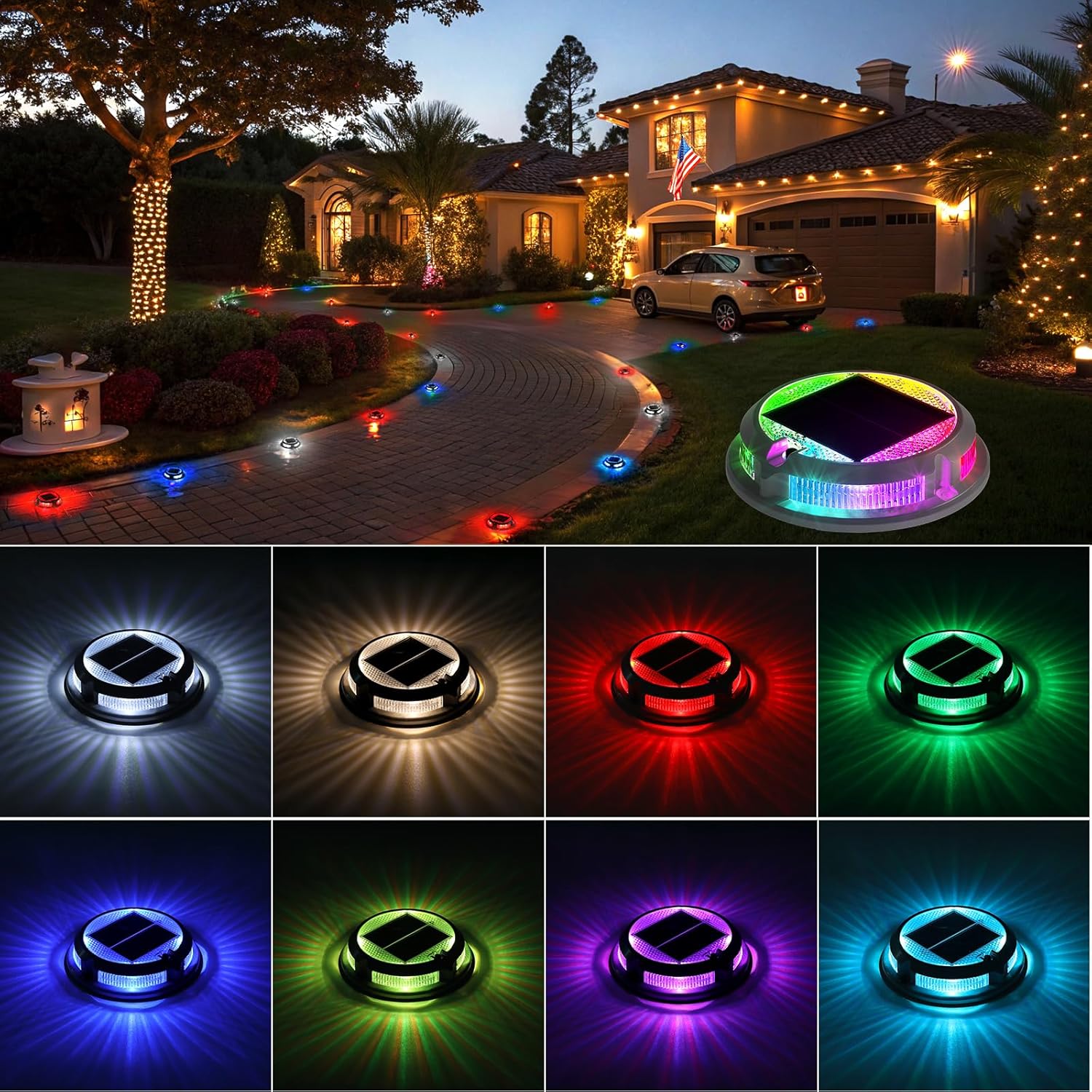 FabStyl Solar Driveway Lights Outdoor 12 Pack for Garden
