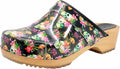 Bjork Maja Wood Open Back Leather Clogs EU 39 - Printed Patent Style