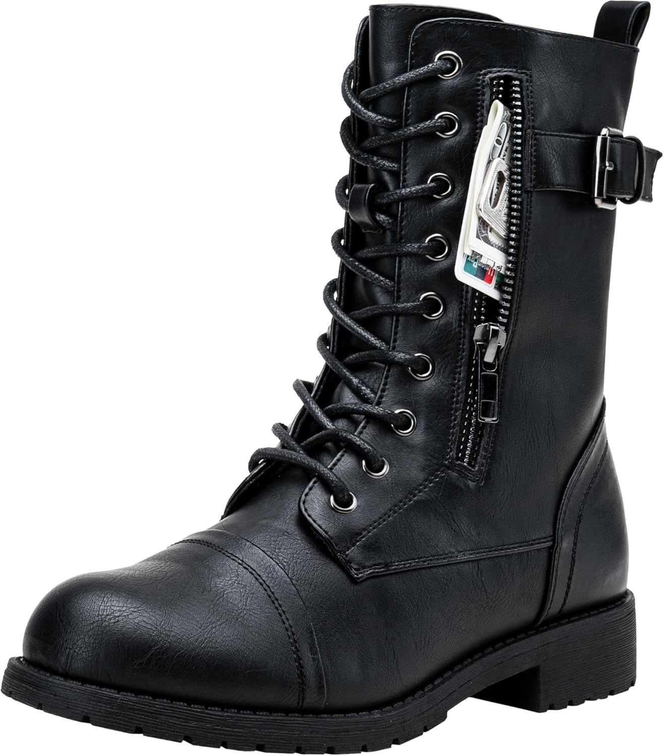 Vepose Women's Combat Boots with Pocket for Everyday Use