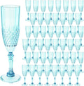 Plastic Champagne Flutes Set of 48 Light Cyan Goblets for Events