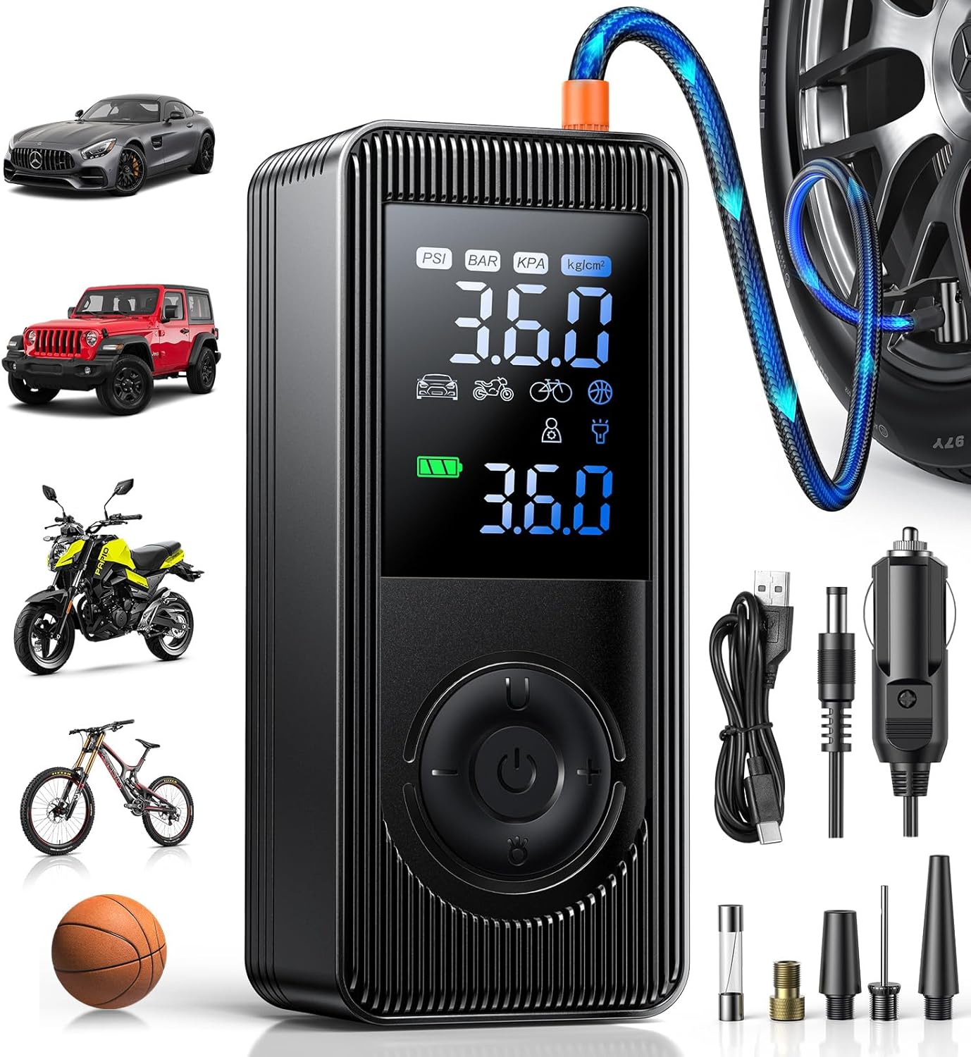Tire Inflator Portable Air Compressor - Fast Inflation & Power