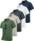 Mens Pocket Polo Shirts 5 Pack - Moisture Wicking Short Sleeve