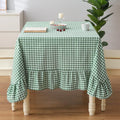 Christmas Green White Plaid Gingham Ruffled Table Cloth - Cottage