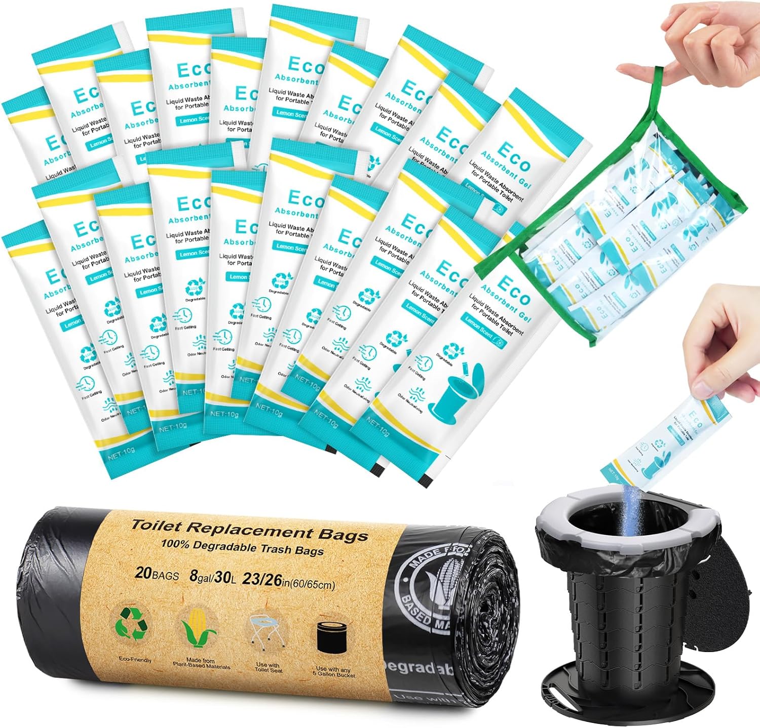 BLIKA Eco Toilet Bags Set - Compostable & Heavy Duty