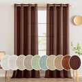 MIULEE Chocolate Brown Linen Curtains 84 in Panels - Semi Sheer