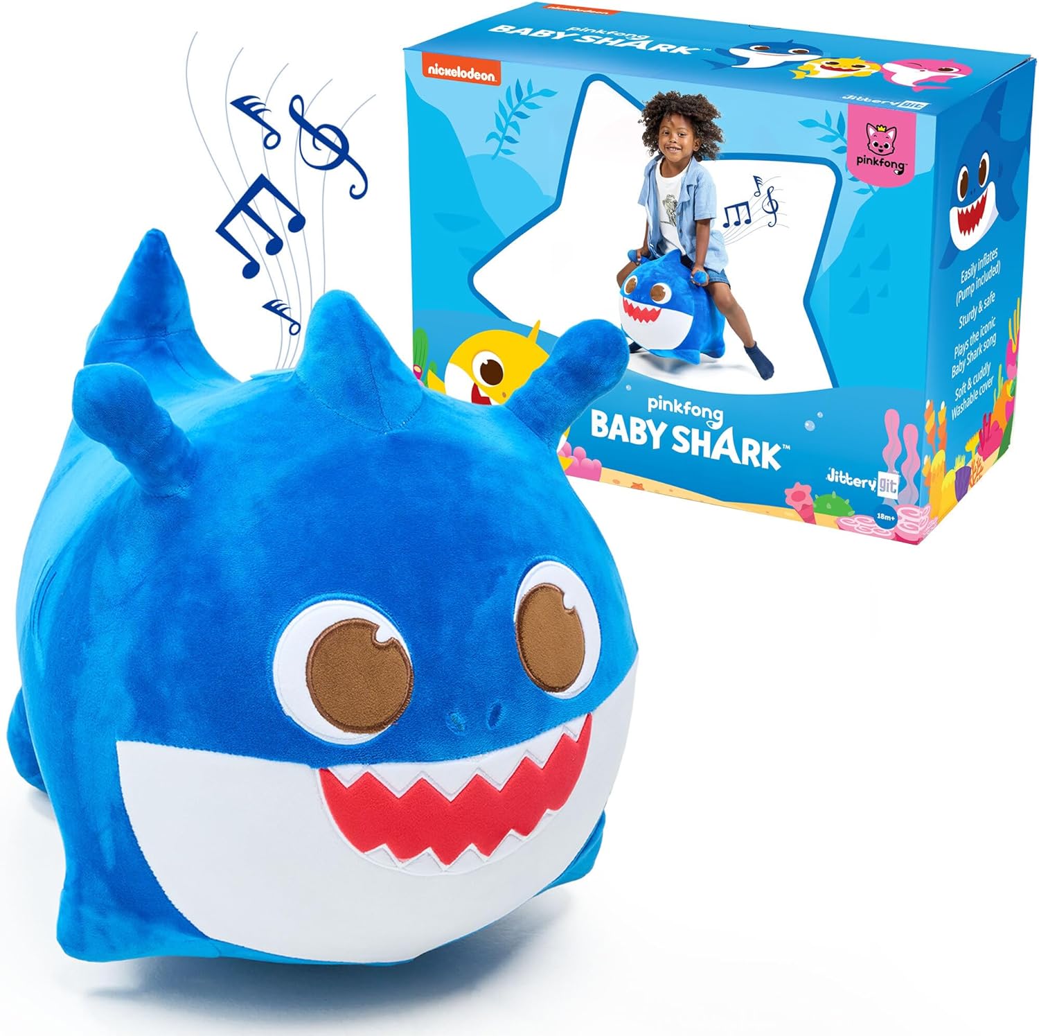 JITTERYGIT Baby Shark Bouncy Animal Plush for Active Play