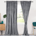 Hiasan Grey Velvet Curtains 96 in - Blackout Thermal Insulated Panels