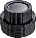 Black Plastic Plates 100PCS - Elegant Heavy Duty Disposable Plates
