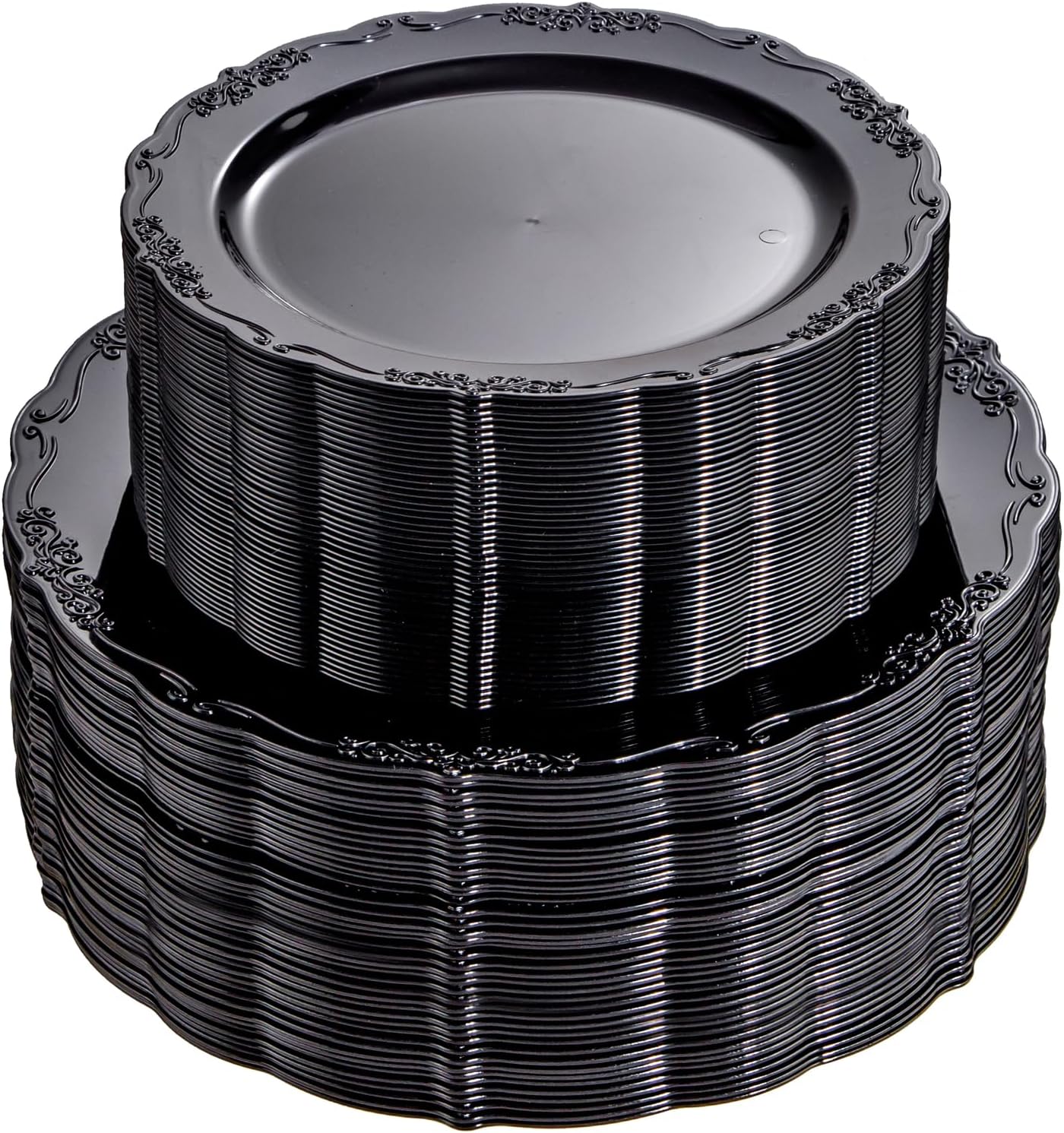 Elegant Black Disposable Plates for Parties and Weddings