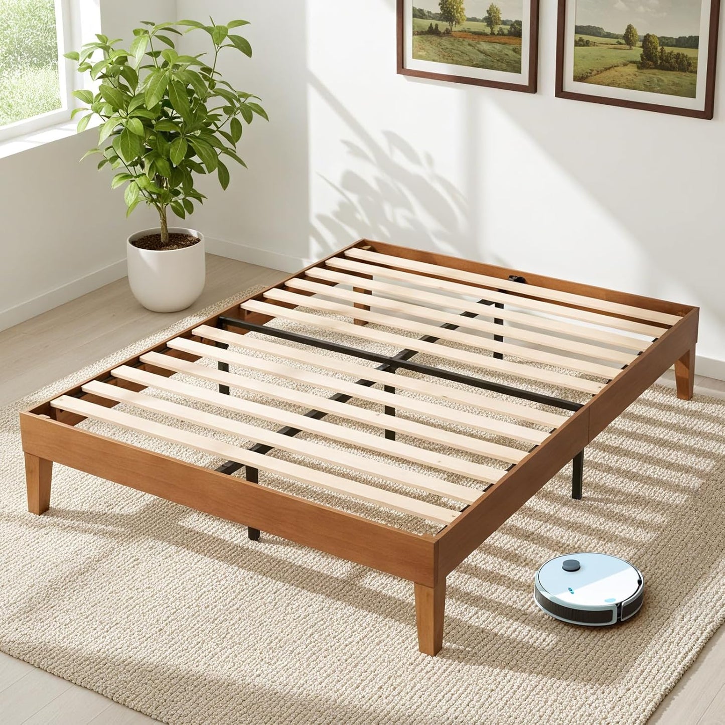 Solid Wood Bed Frame for Full Size with Noise-Free Design