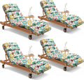 4 Pack Green Coconut Tree Chaise Lounge Cushion 75.1 x 22.8 x 4.7 in