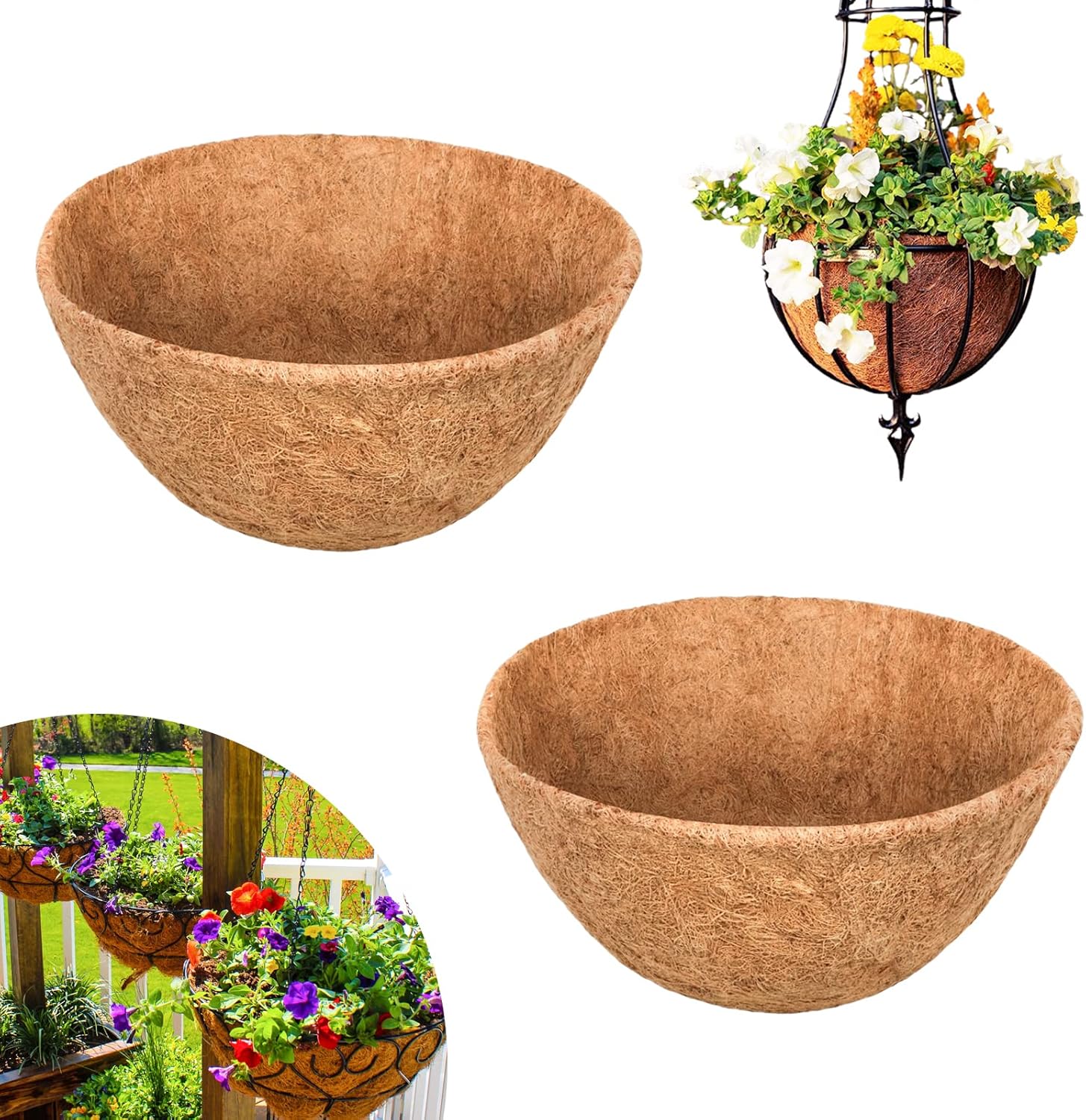 20 Inch Round Coco Liners Replacement for Hanging Baskets