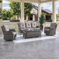 HUMMUH 6-Piece Wicker Patio Set with Swivel Rockers