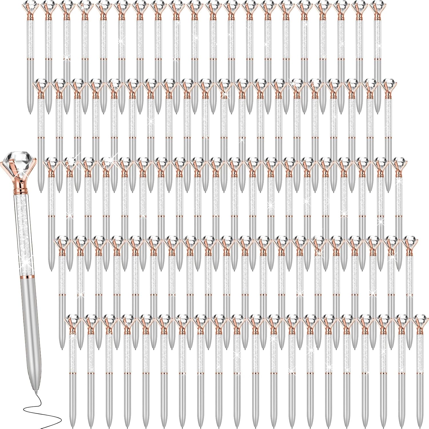 100 Pack Big Crystal Diamond Pens for Office and Gifts