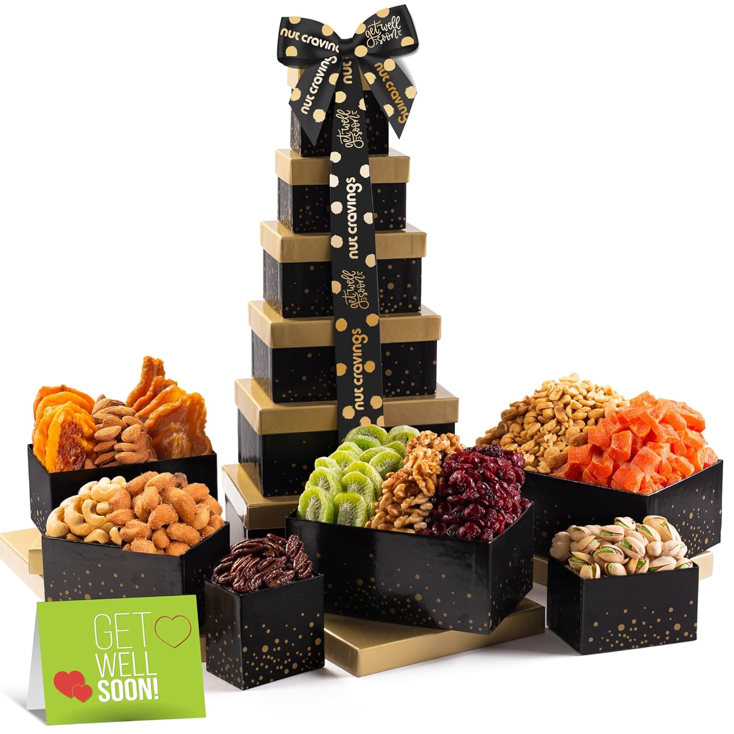 Gourmet Get Well Soon Nuts & Dried Fruits Gift Basket Tower