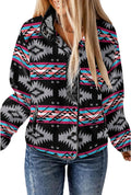 SELINK Womens Fleece Jacket Western Aztec Print - Snap Shacket