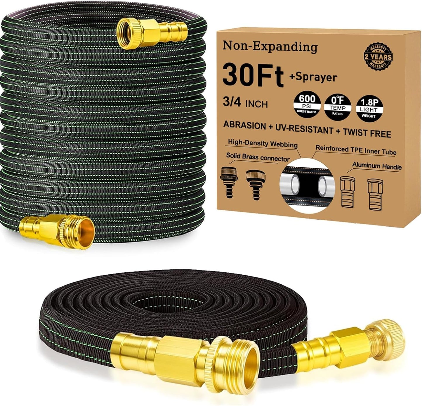 30FT Lightweight Garden Hose for RV, Boat, and Car Wash