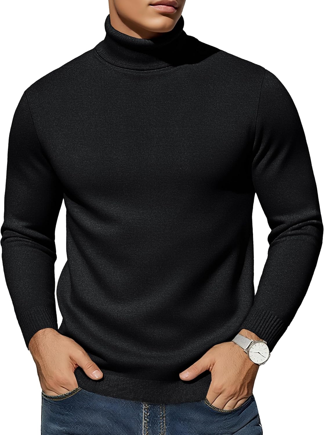 EKLENTSON Men's Turtleneck Sweaters for Fall and Winter Wear