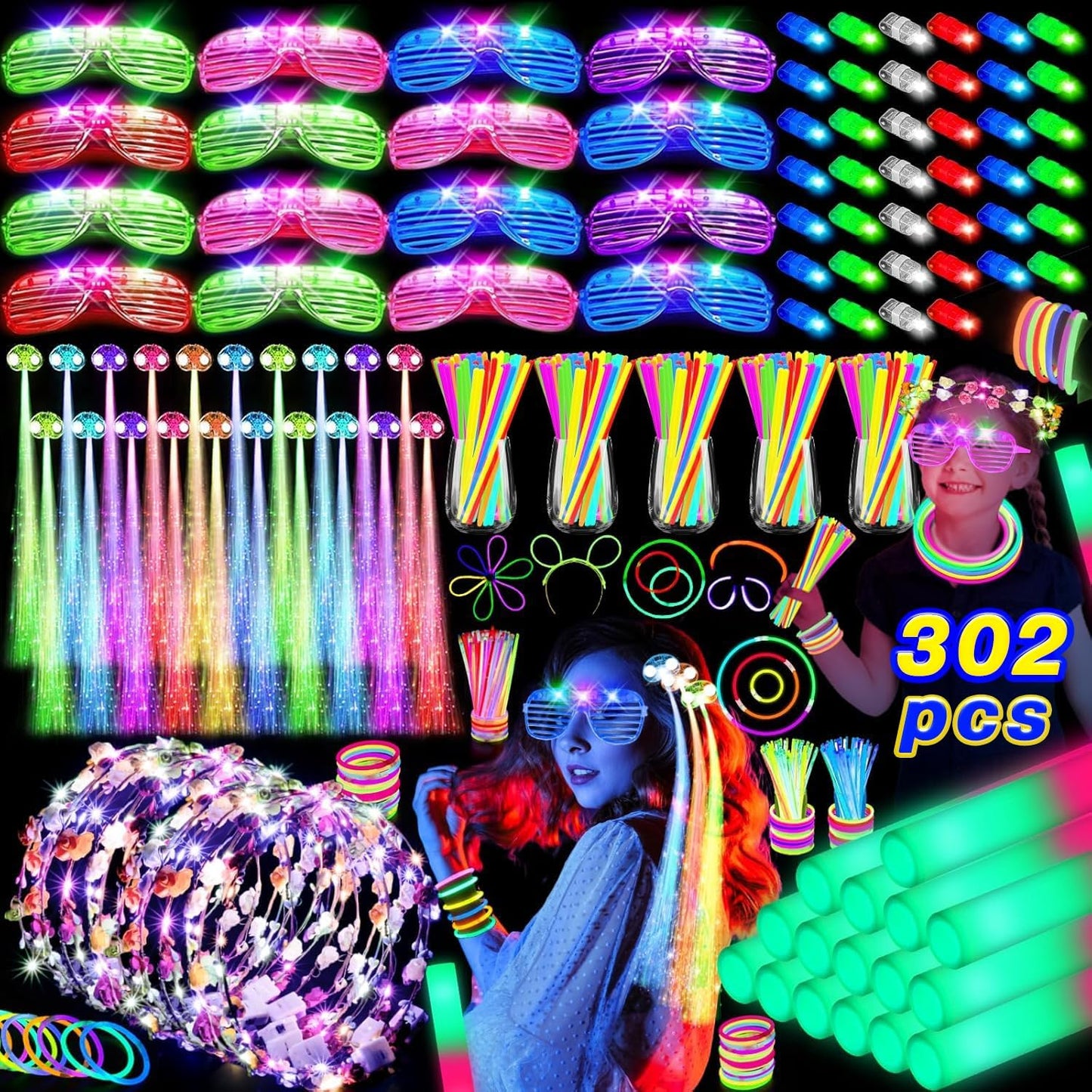 302 PCS Glow in the Dark Party Supplies for Vibrant Events