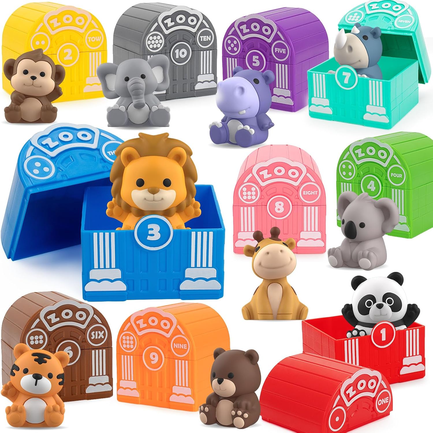Montessori Safari Animals Learning Set for 1-3 Year Olds - Fun Motor Games!