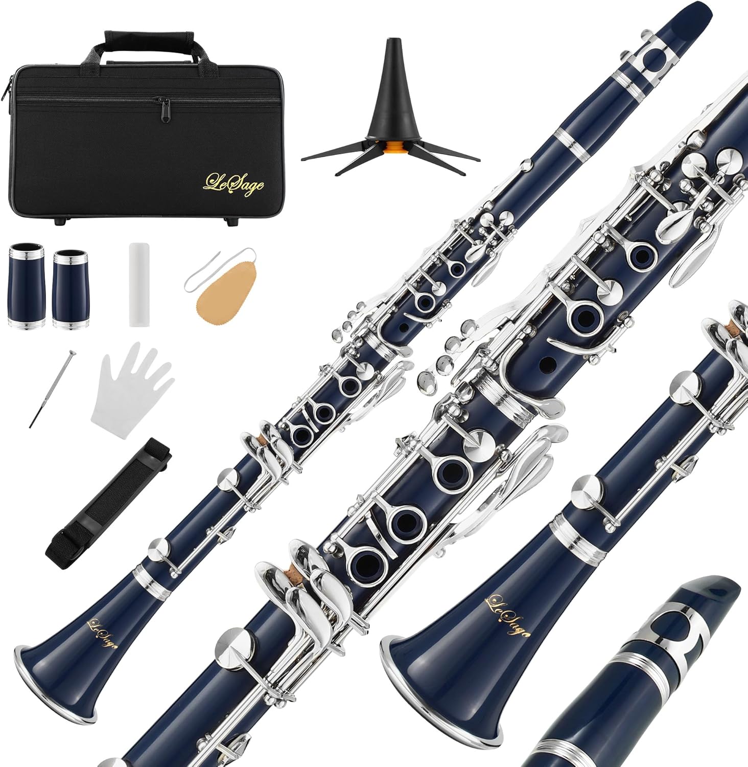 LeSage Bb Clarinet for Students with Case and Stand for Beginners