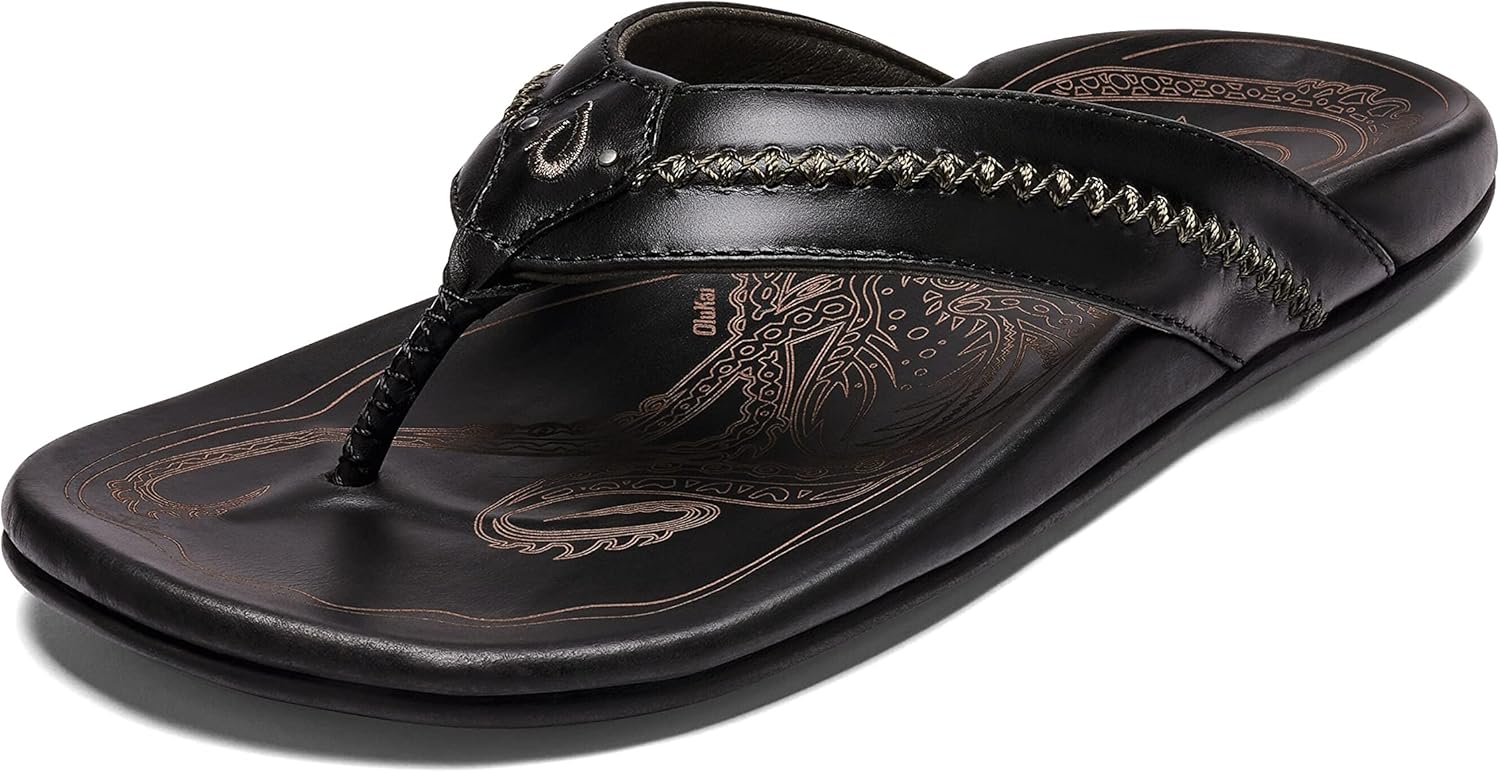 OLUKAI Mea Ola Men's Leather Beach Sandals for Comfort & Style