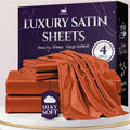 Satin Sheets Queen Size Burnt Orange - Cooling 4-Piece Set