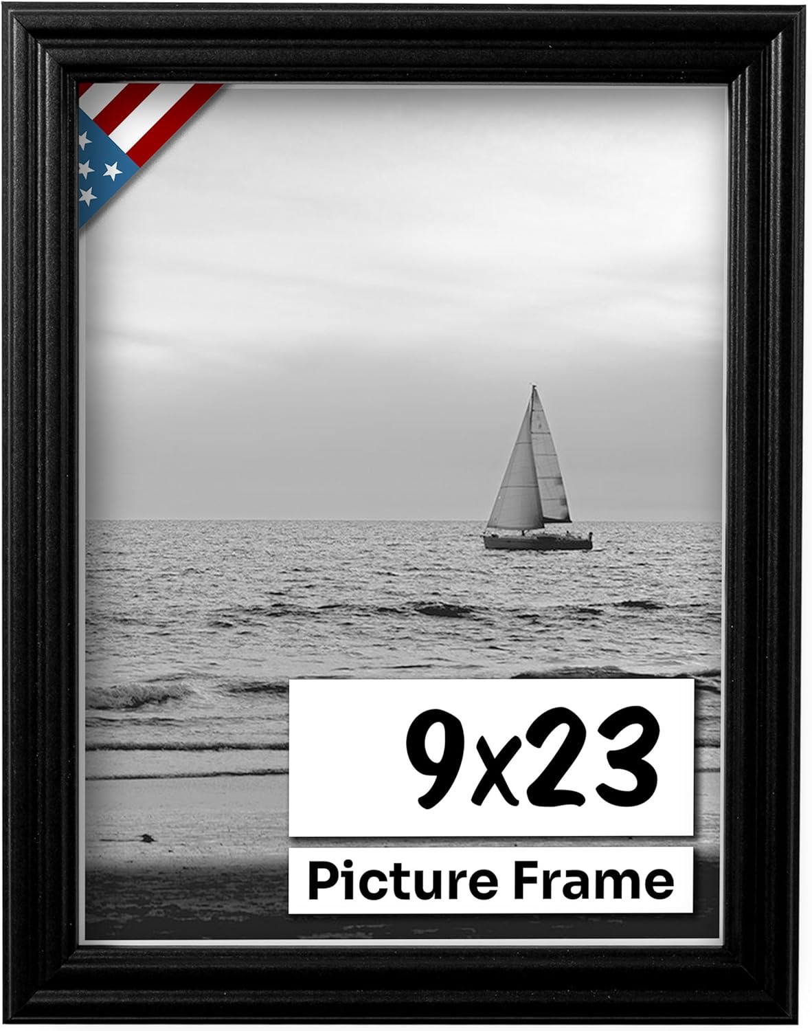 Black 9x23 Picture Frame - Handmade Solid Wood Wall Decor