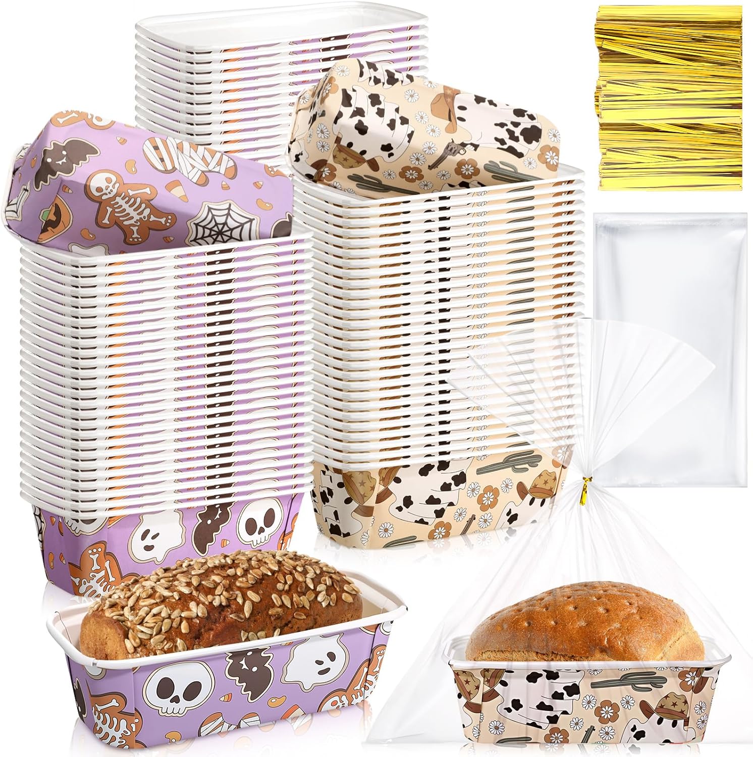 Honeydak 100 Sets Halloween Paper Baking Pans for Easy Baking