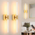 30 Inch White Gold Battery Operated Wall Sconces Set of 2