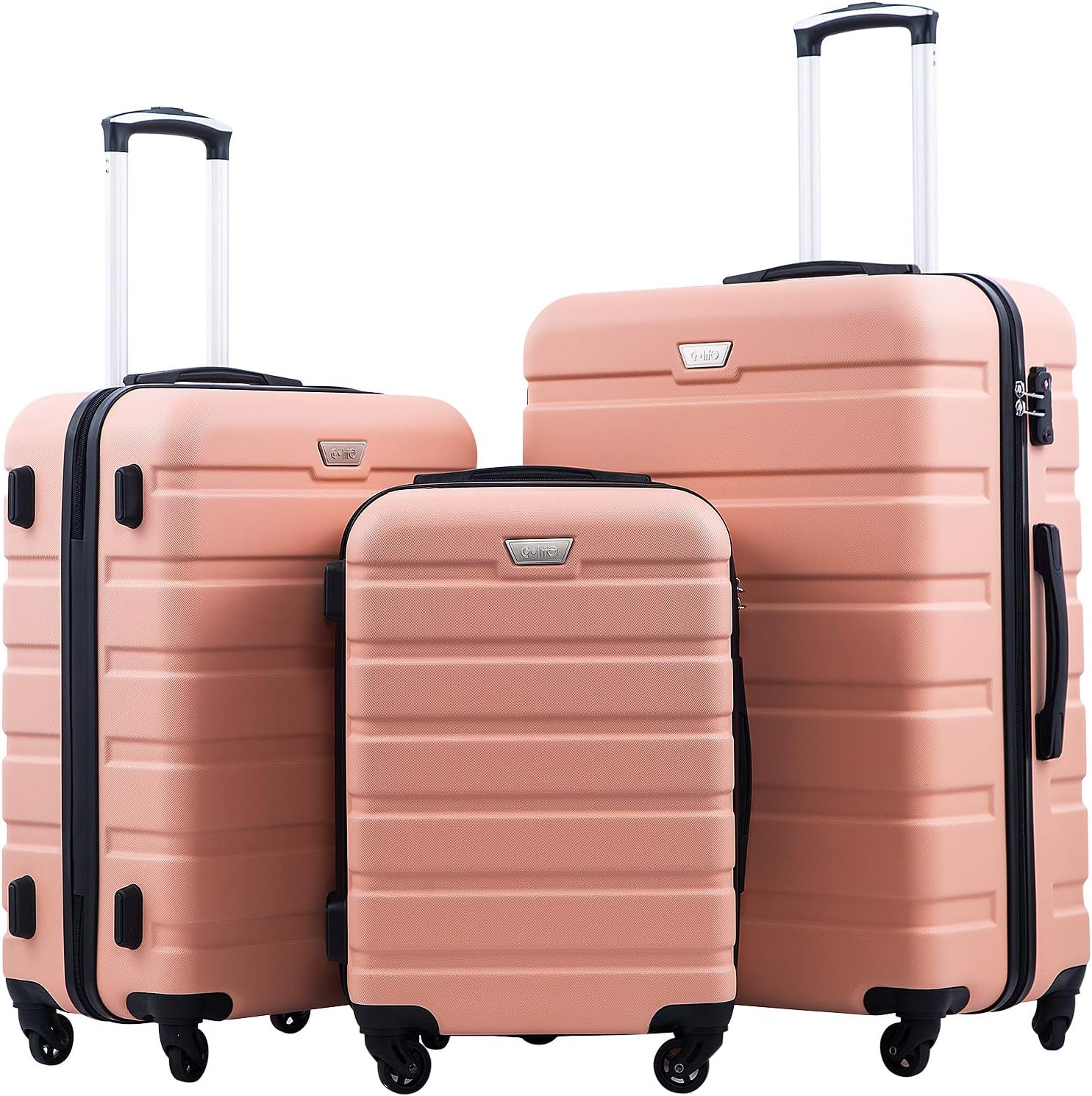 Coolife Luggage 3 Piece Set Lightweight Hardshell Spinner Suitcase