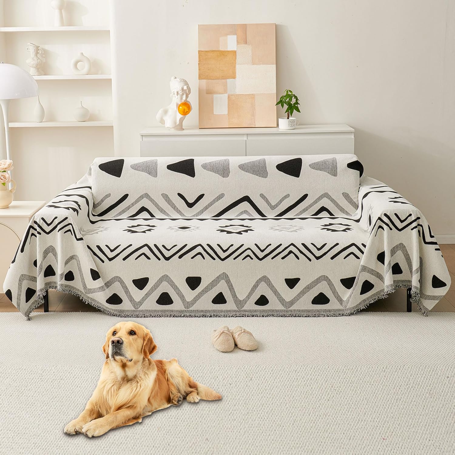 HAOMAIJIA Non Slip Couch Cover for 3 Cushion Sofa Protector