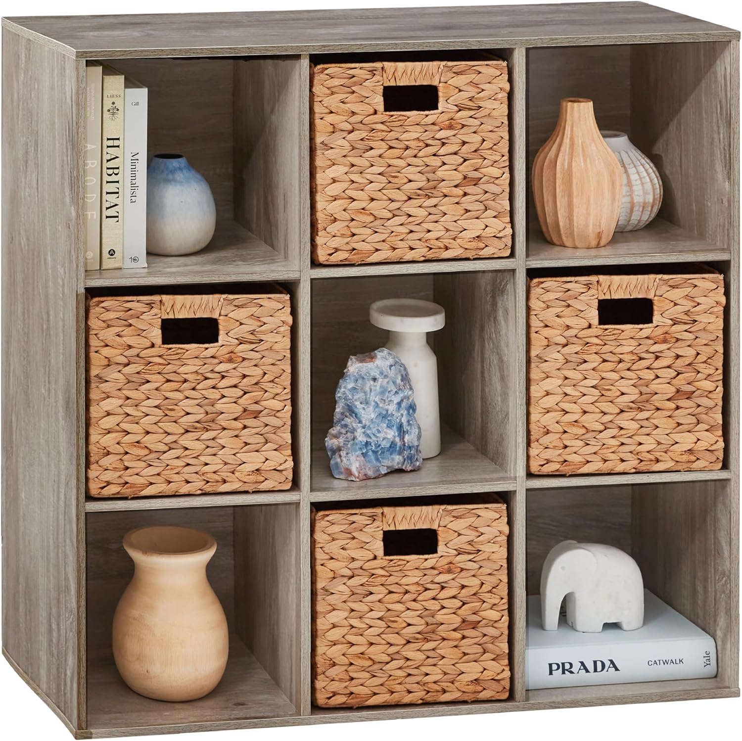 9-Cube Storage Organizer with Customizable Back Panels for Home
