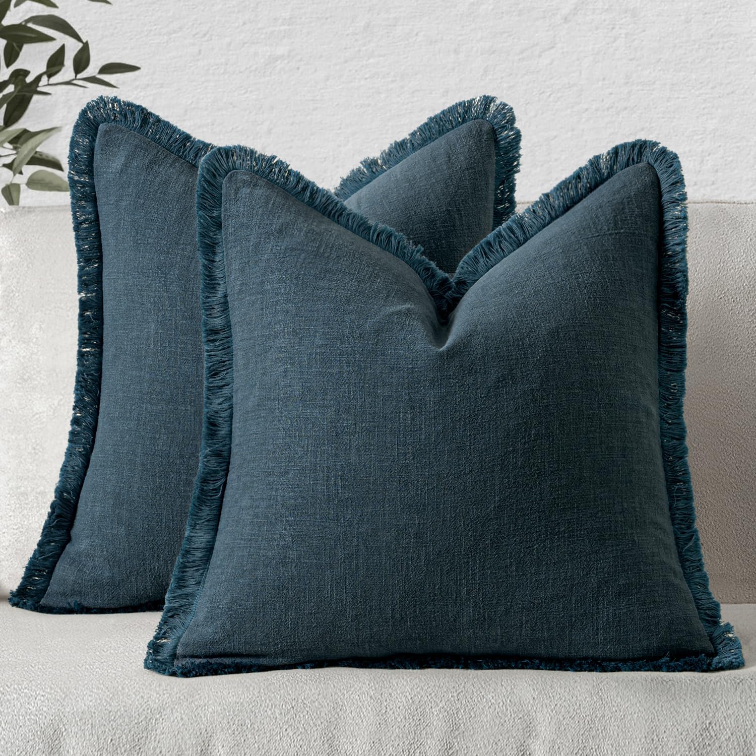 MIULEE Decorative Throw Pillow Covers with Boho Fringe Design