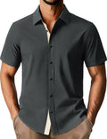 Mens Short Sleeve Button Down Shirt - Stylish Wrinkle-Free Look