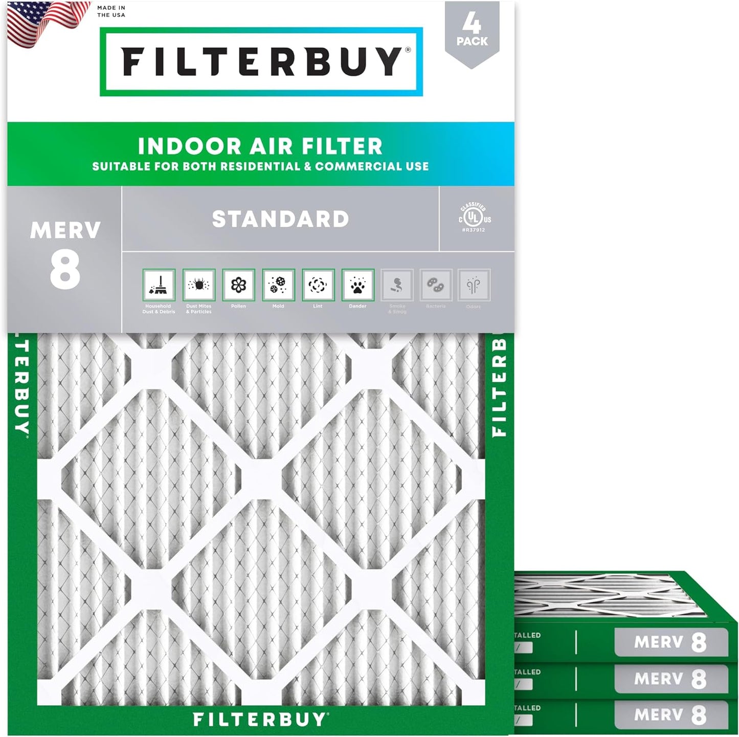 Filterbuy 8x14x1 Air Filter MERV 8 for Dust & Allergy Defense