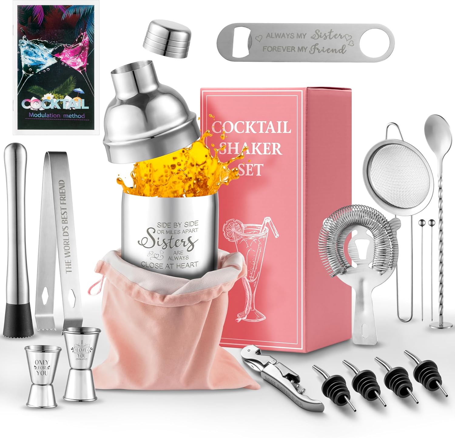 Ultimate Cocktail Shaker Set for Big Sister - 19Pcs