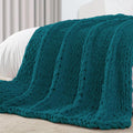 Chunky Knit Throw Blanket 50 in x 60 in - Oversized Cozy Teal