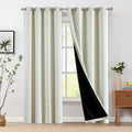 jinchan 95% Blackout Boho Curtains 108 in Length - Sage on Beige