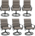 PHI VILLA Outdoor Swivel Patio Dining Chairs Set of 6 - Padded