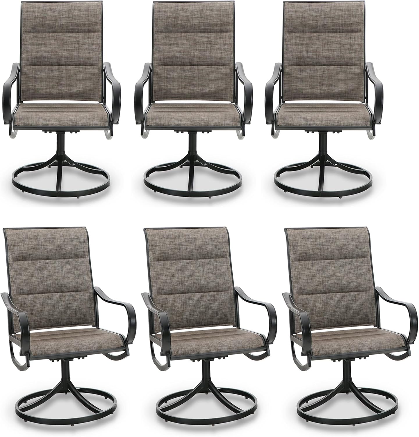 PHI VILLA Outdoor Swivel Patio Dining Chairs Set of 6 for Comfort