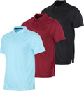 Mens Short Sleeve Dry-Fit Collared Polo Shirt 3-Pack - Active Casual