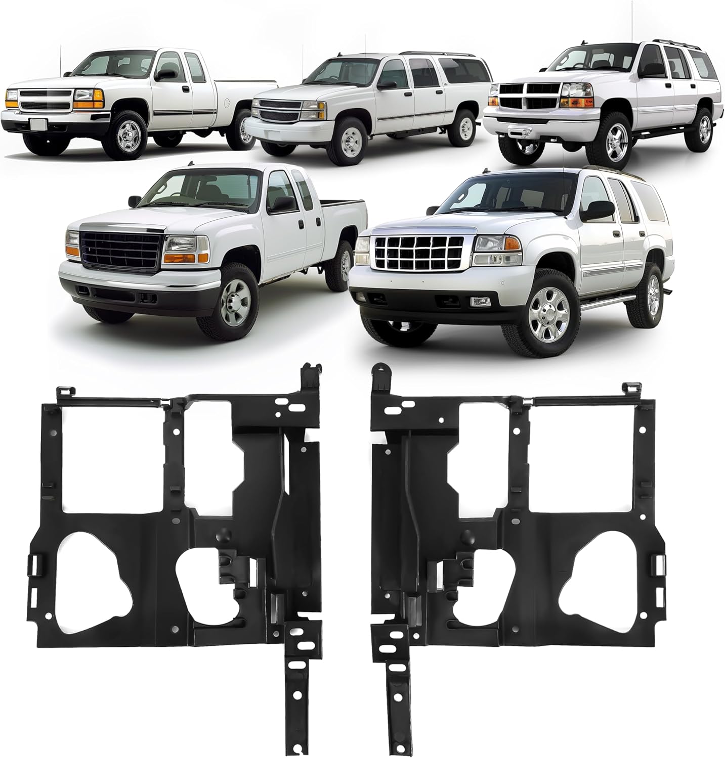 HECASA Headlight Bracket Pair for 1999-2002 Chevy Silverado