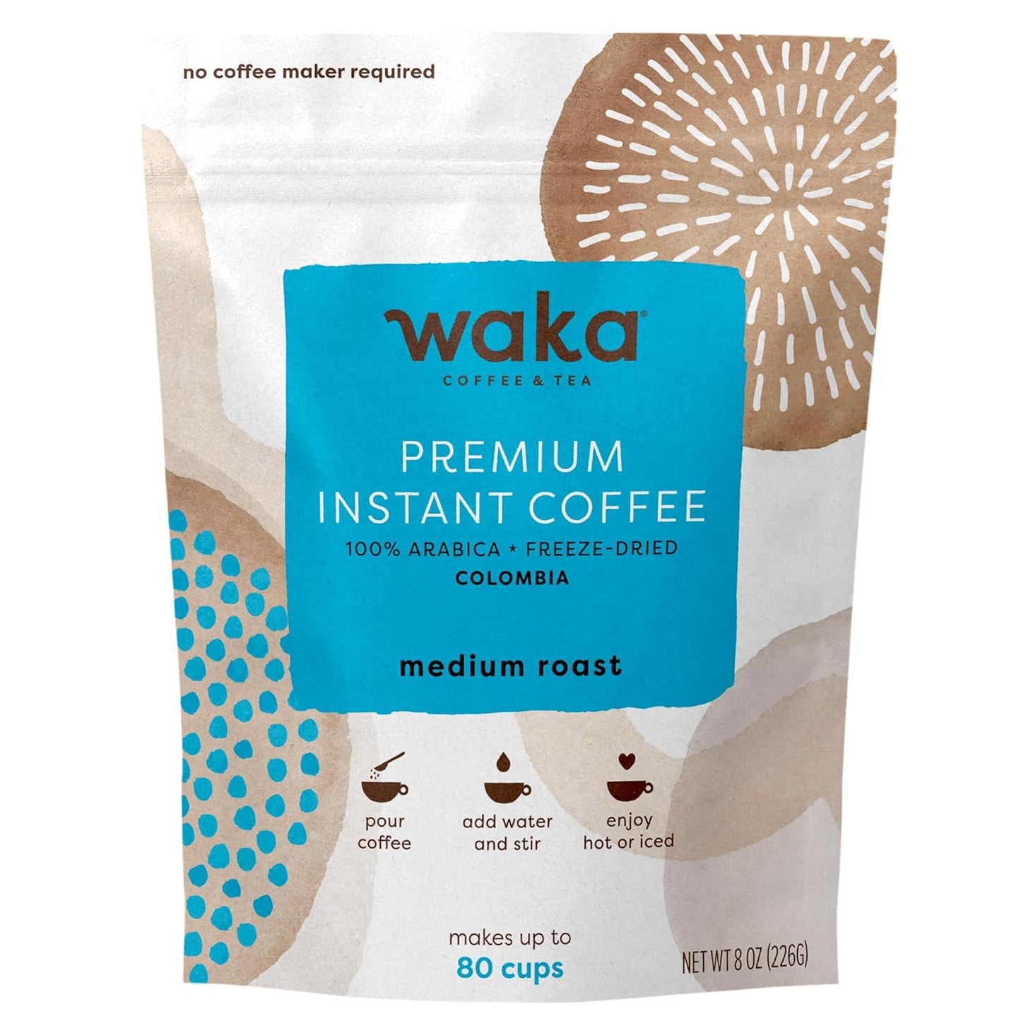 Waka Instant Coffee: 100% Colombian Arabica Beans - Quick Refreshment