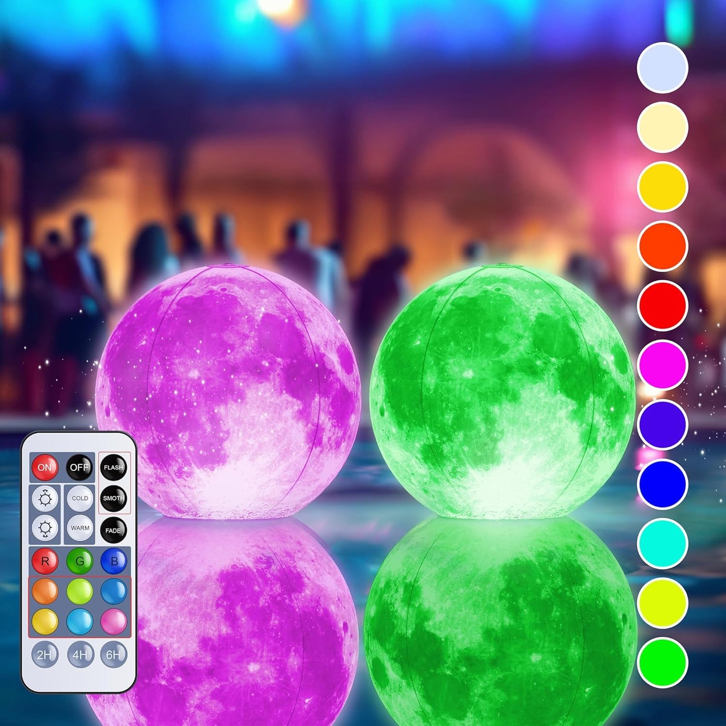 Floating Pool Lights Solar Powered - 16in Moon Inflatable Balls