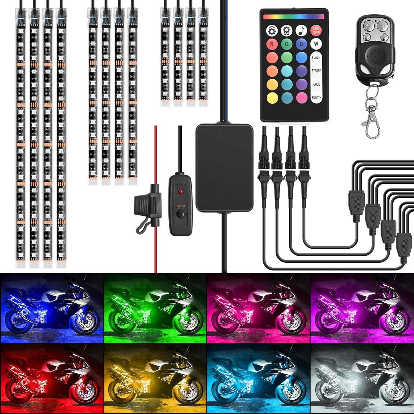 Nilight TL-35 Motorcycle RGB Led Light Kit for Custom Bikes