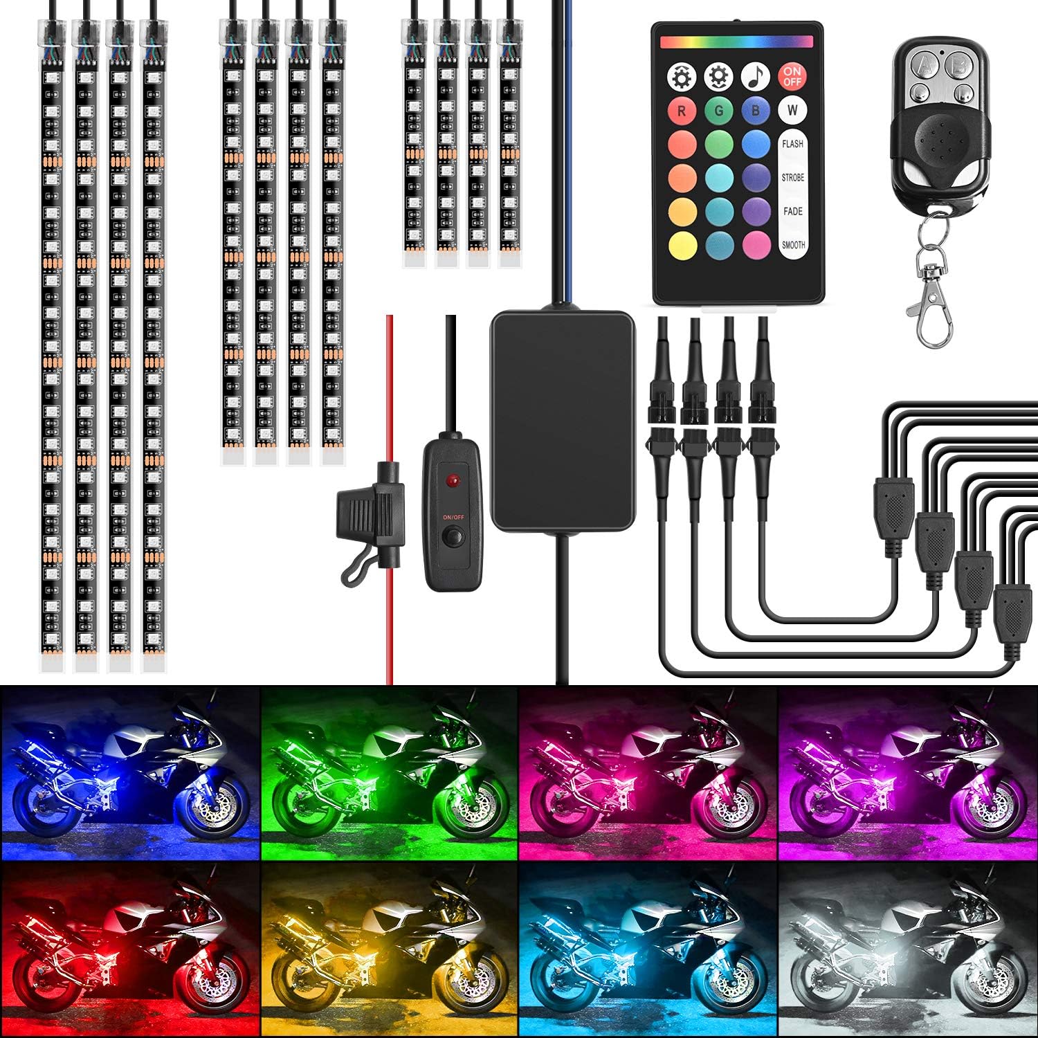 Nilight TL-35 Motorcycle RGB Led Light Kit for Custom Bikes