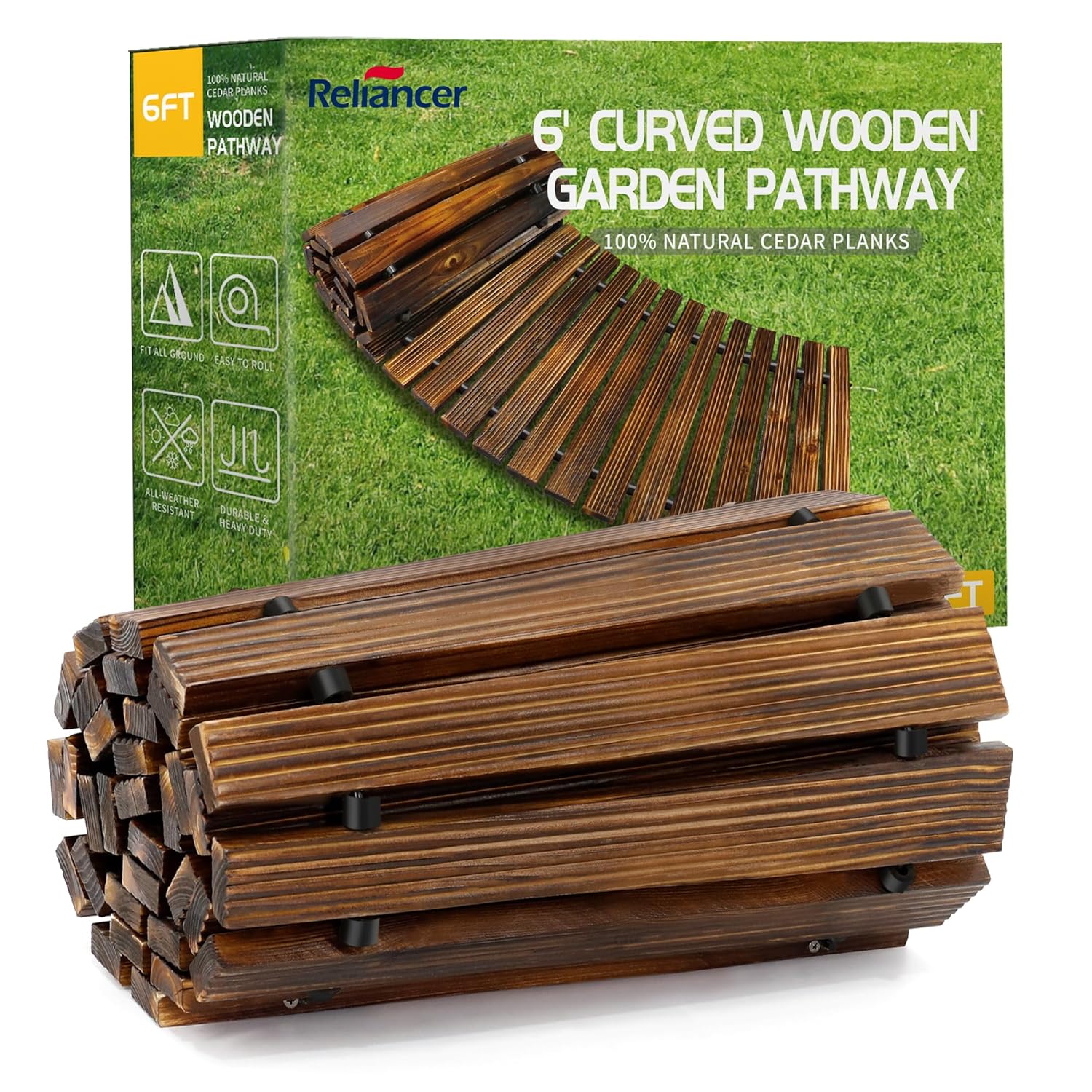 RELIANCER 6ft Wooden Garden Pathway for Outdoor Spaces